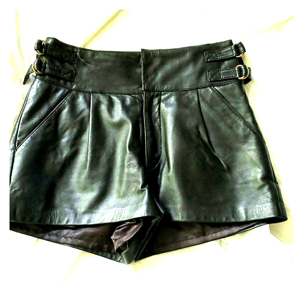 Top Shop High waisted leather shorts